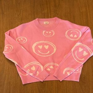 Tullabee Pink Smiley Face Sweater